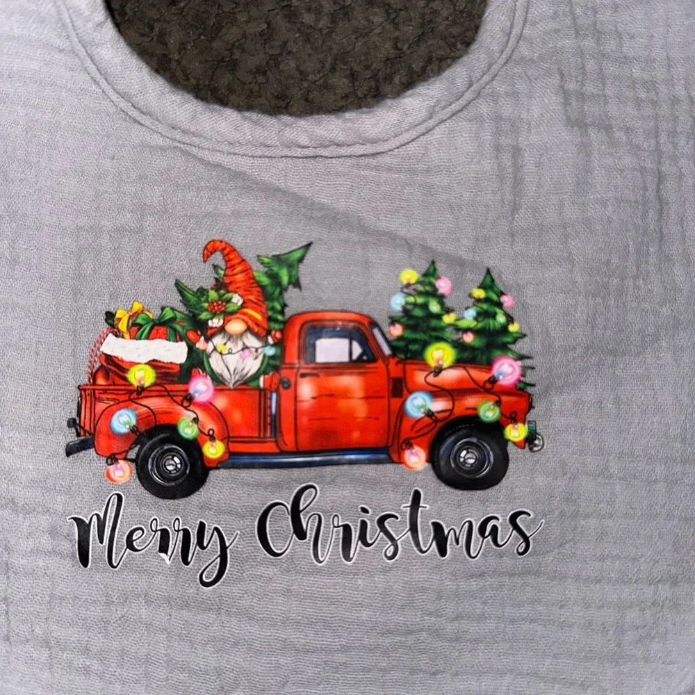 NEW Handcrafted Christmas Baby Bib with Red Truck Design
